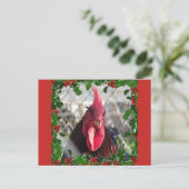 Rooster Holly Christmas Briefkaart (Staand voorkant)