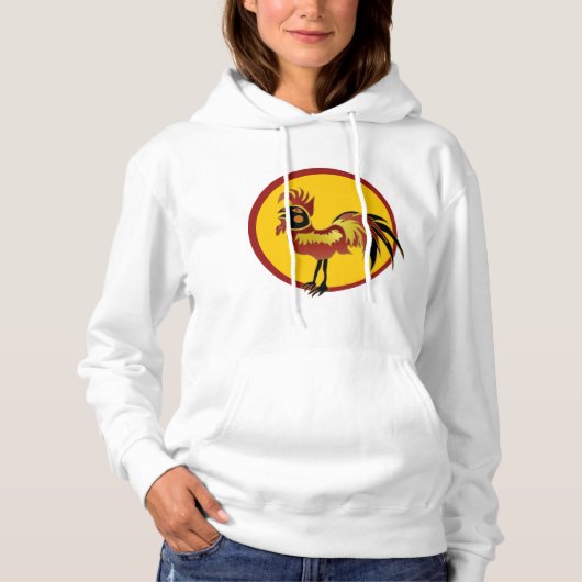Rooster Hoodie, rood en zwart Hoodie (Voorkant)