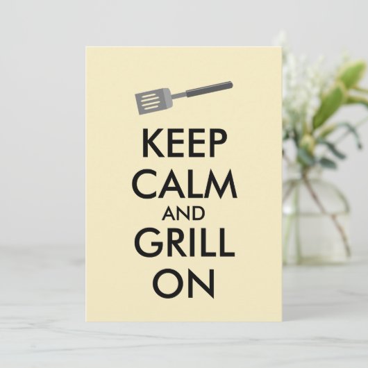 Rooster houden kalm en rooster op barbecue spatula kaart (Staand voorkant)