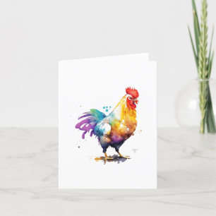 Rooster I Vogelportret in Waterverven & Pen Feestdagen Kaart