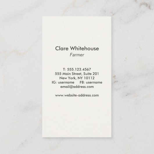  Rooster Illustratie Rustic Visitekaartje (Achterkant)