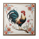 Rooster in Bloom Tegeltje (Voorkant)
