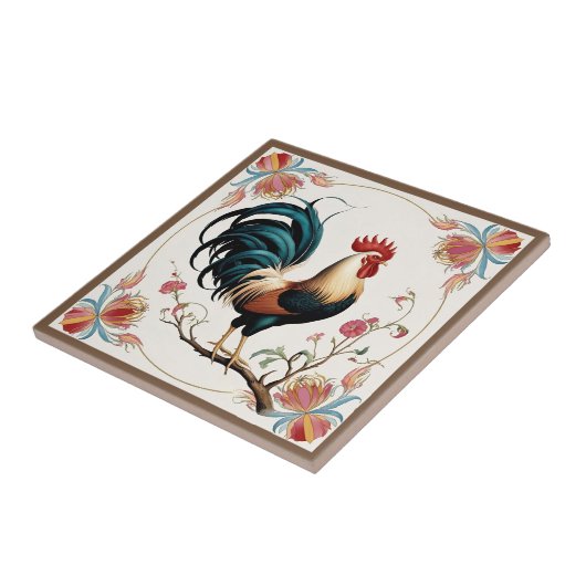 Rooster in Bloom Tegeltje (Zijkant)