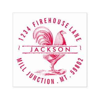 Rooster in Circle Self-Inking Return Address Stamp Zelfinktende Stempel