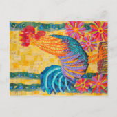 Rooster in de bloemen briefkaart (Voorkant)