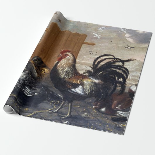 Rooster in de Chicken Yard Cadeaupapier (Uitgerold)