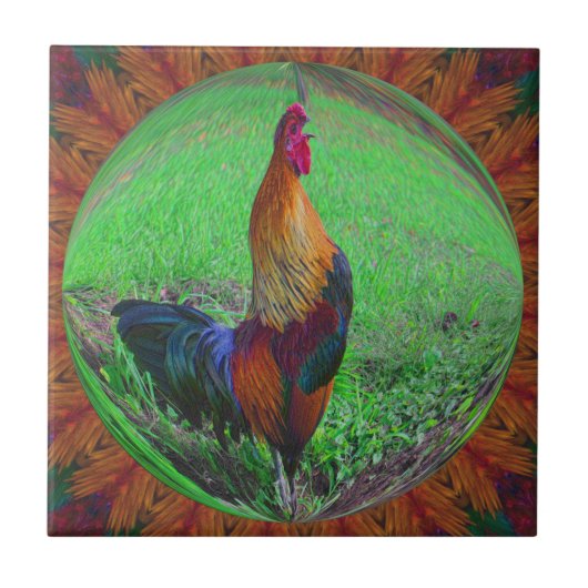 Rooster in de Natuur Abstracte kunststapel Tegeltje (Voorkant)