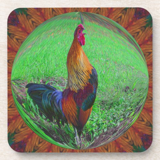 Rooster in de Natuur van de Bubble-kunstverzamelin Drankjes Onderzetter (Voorkant)