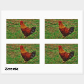 Rooster in de Yard Rechthoekige Sticker (Vel)