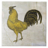 Rooster in Gold op Fresco Pattern Tegeltje (Voorkant)