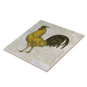 Rooster in Gold op Fresco Pattern Tegeltje (Zijkant)