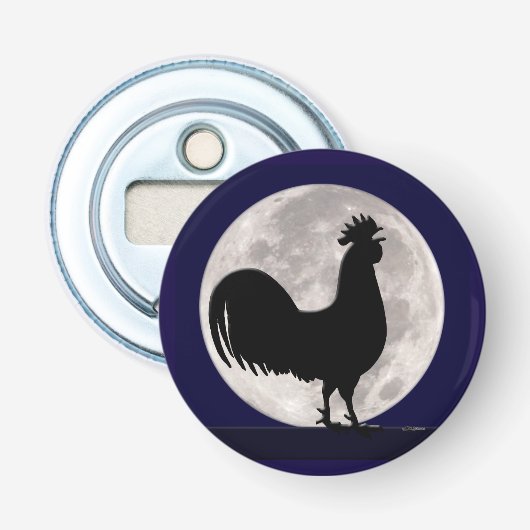 Rooster in het Moonlight Button Flesopener (Voorkant)
