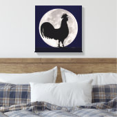 Rooster in het Moonlight Canvas Afdruk (Insitu (Slaapkamer))