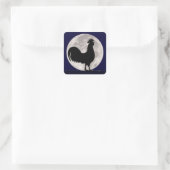 Rooster in het Moonlight Vierkante Sticker (Tas)