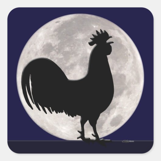 Rooster in het Moonlight Vierkante Sticker (Voorkant)