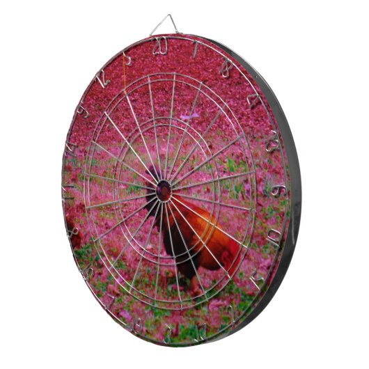 Rooster in het Paarse gras Dartbord (Voorkant Rechts)