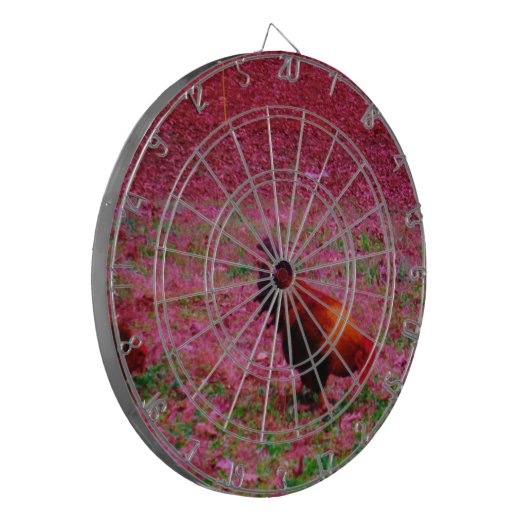 Rooster in het Paarse gras Dartbord (Voorkant Links)