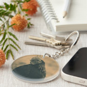 Rooster in Sepia Sleutelhanger (Voorkant Rechts)