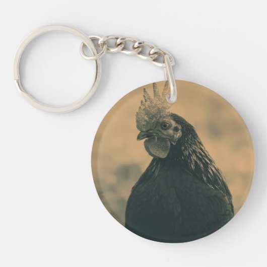 Rooster in Sepia Sleutelhanger (Voorkant)