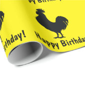 Rooster in Silhouette Happy Birthday Cadeaupapier (Rol Hoek)