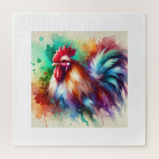 Rooster in Watercolor Art 170724AREF138 - Watercol Legpuzzel (Verticaal)