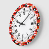 Rooster-inktvissenpatroon (rood en zwart) grote klok (Hoek)