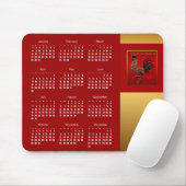 Rooster Jaar 2017 Kalender Mousepad 2 Muismat (Met muis)