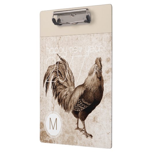  Rooster Jaar 2017 Monogram Klembord (Links)
