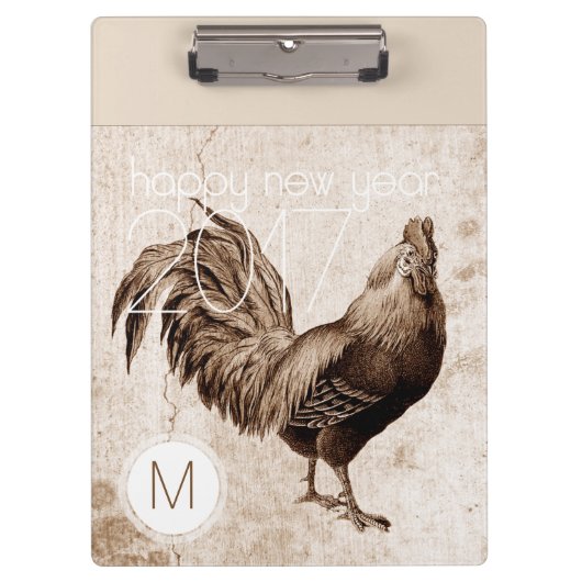  Rooster Jaar 2017 Monogram Klembord (Voorkant)