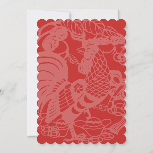 Rooster jaar uitnodiging tot Baby rode eicel (Achterkant)