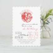 Rooster jaar uitnodiging tot Baby rode eicel (Staand voorkant)