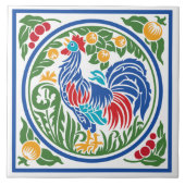 Rooster keramische tapijten tegeltje (Voorkant)