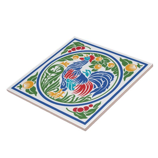 Rooster keramische tapijten tegeltje (Zijkant)