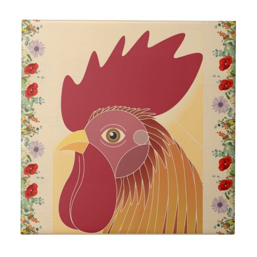 Rooster keramische Tegel Tegeltje (Voorkant)