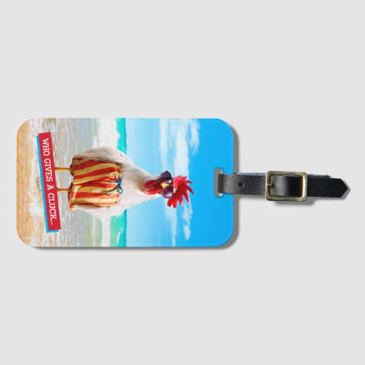 Rooster Kerel Chillin bij Beach in Swim Trunks Bagagelabel (Voorkant (horizontaal))