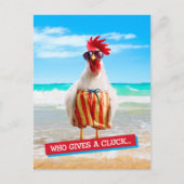 Rooster Kerel Chillin bij Beach in Swim Trunks Briefkaart (Voorkant)
