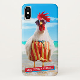 Rooster Kerel Chillin bij Beach in Swim Trunks iPhone 11 Hoesje