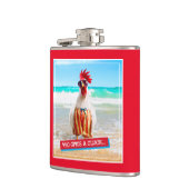 Rooster Kerel Chillin bij Beach in Swim Trunks Heupfles (Links)