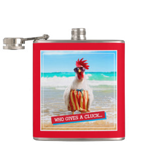 Rooster Kerel Chillin bij Beach in Swim Trunks Heupfles