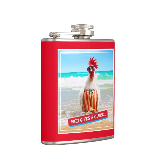 Rooster Kerel Chillin bij Beach in Swim Trunks Heupfles (Rechts)