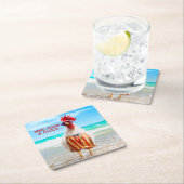 Rooster Kerel Chillin bij Beach in Swim Trunks Kartonnen Onderzetters (Insitu)