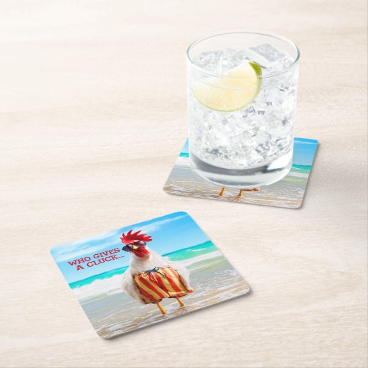 Rooster Kerel Chillin bij Beach in Swim Trunks Kartonnen Onderzetters (Insitu)