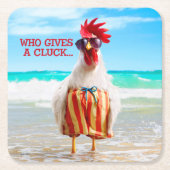 Rooster Kerel Chillin bij Beach in Swim Trunks Kartonnen Onderzetters (Voorkant)