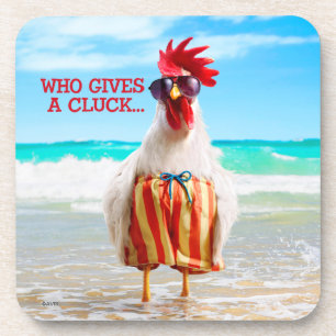 Rooster Kerel Chillin bij Beach in Swim Trunks Onderzetter