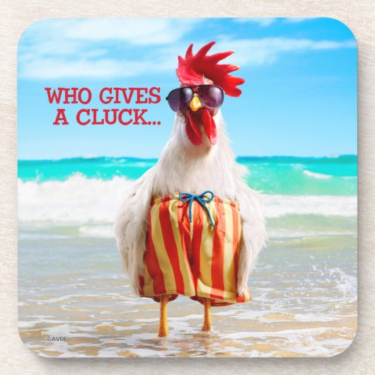 Rooster Kerel Chillin bij Beach in Swim Trunks Onderzetter (Voorkant)