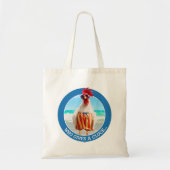Rooster Kerel Chillin bij Beach in Swim Trunks Tote Bag (Voorkant)