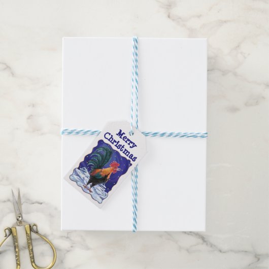 Rooster kerstcadeautags cadeaulabel (Met Touw)