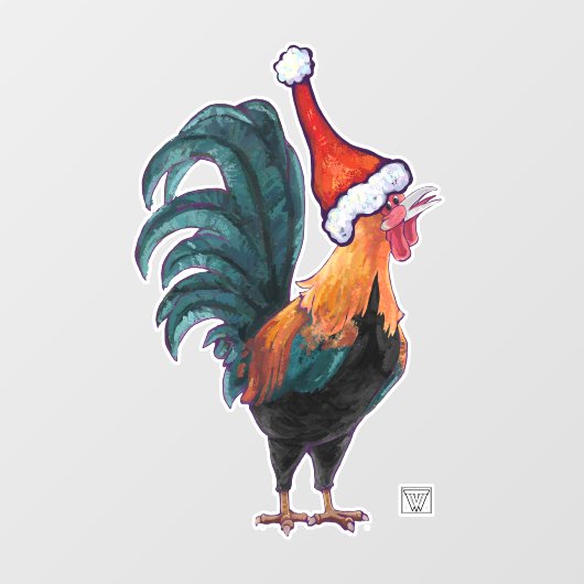 Rooster-kerstvensterkoeling Raamsticker (Vel)