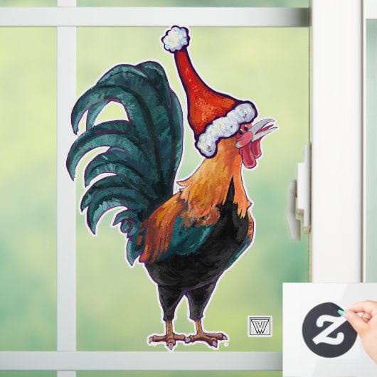 Rooster-kerstvensterkoeling Raamsticker (Huis)