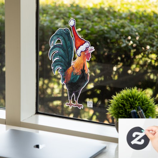 Rooster-kerstvensterkoeling Raamsticker (Kantoor)